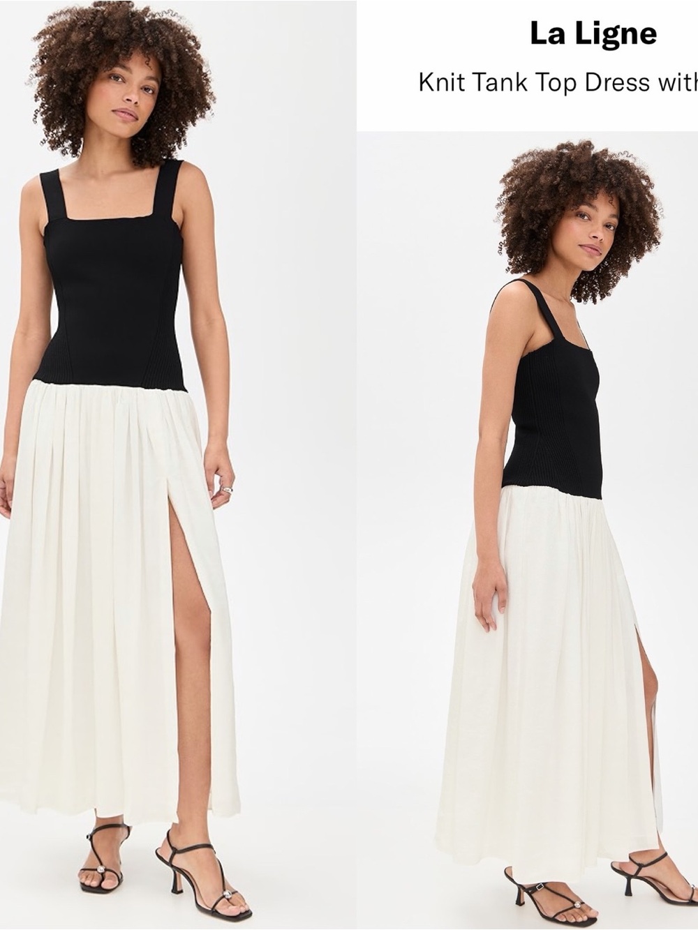 La Ligne Henriette Black Knit Tank with White Maxi Skirt dress large